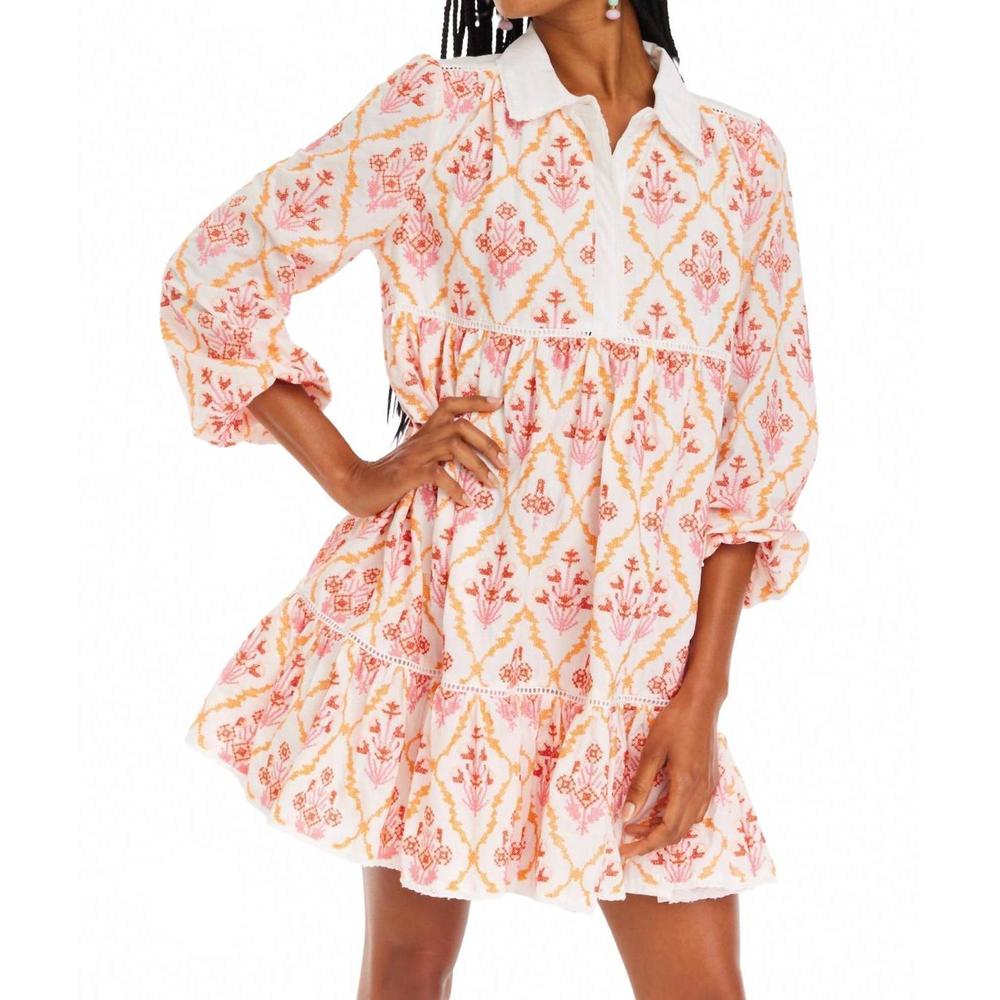 NEW ALLISON NEW YORK millie mini dress in pink cross stitch